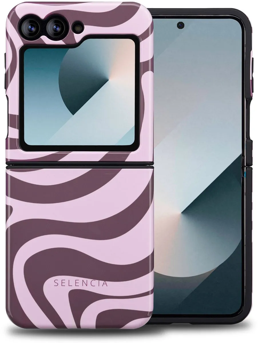 Selencia Hoesje Samsung Galaxy Z Flip 6/7 FE Wavy Swirl Pink Plum