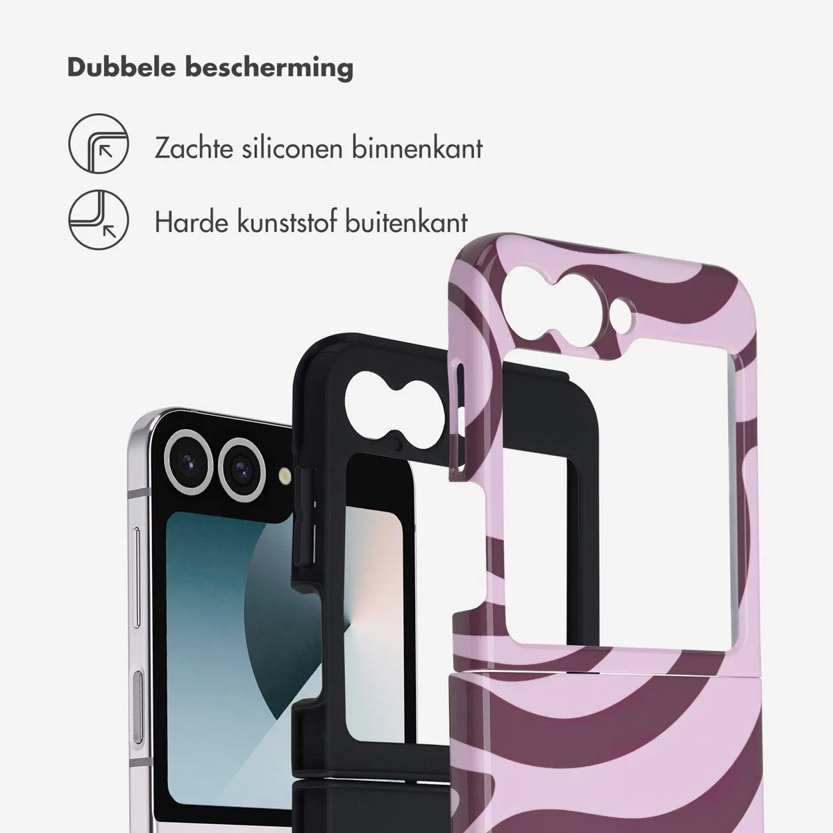 Selencia Hoesje Samsung Galaxy Z Flip 6/7 FE Wavy Swirl Pink Plum