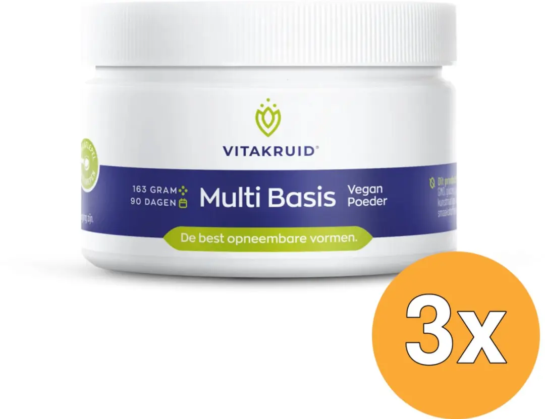 3x Vitakruid Multi Basis Vegan Poeder met Natuurlijke Vormen (163 gr)