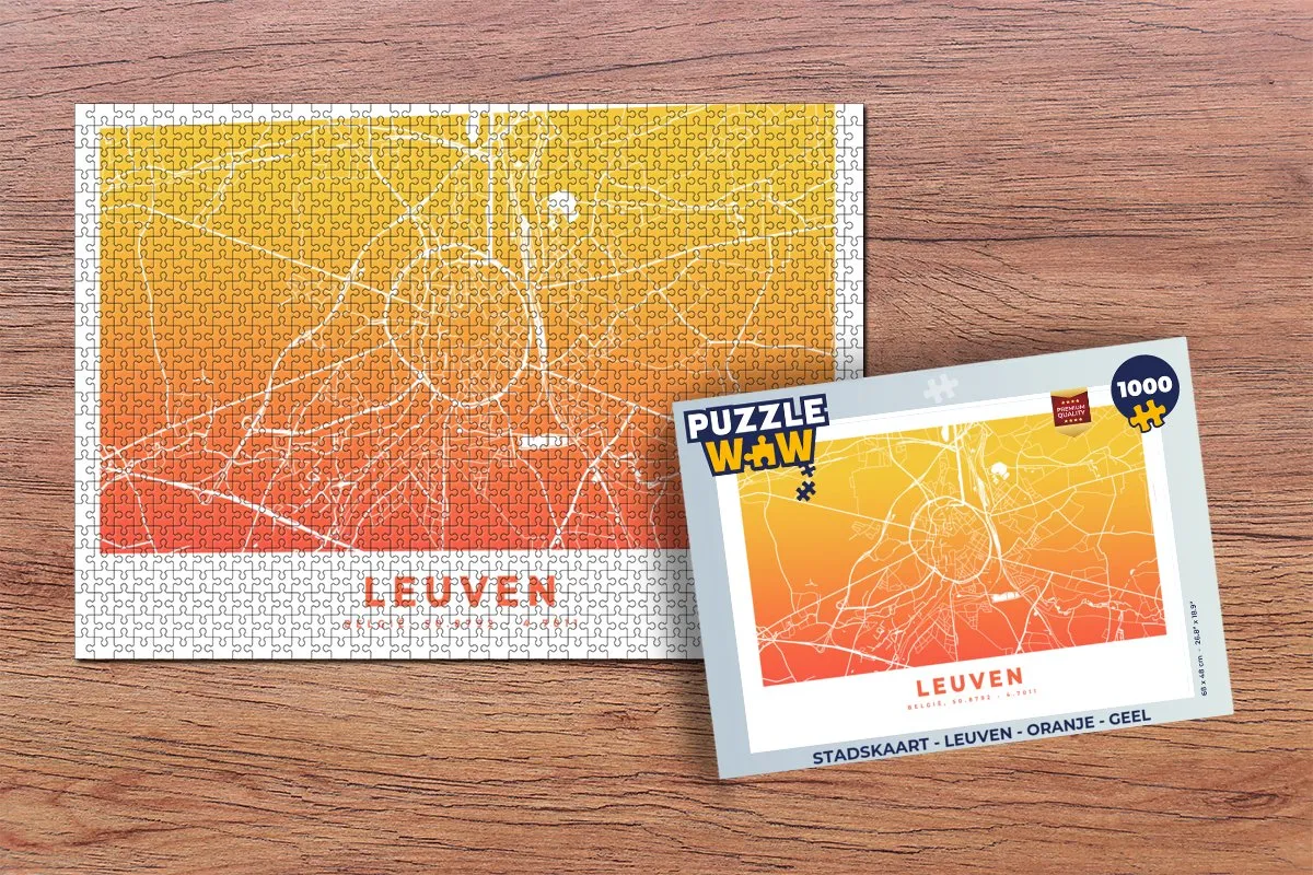 PuzzleWow Stadskaart Leuven Legpuzzel 1000 Stuks - Multicolor