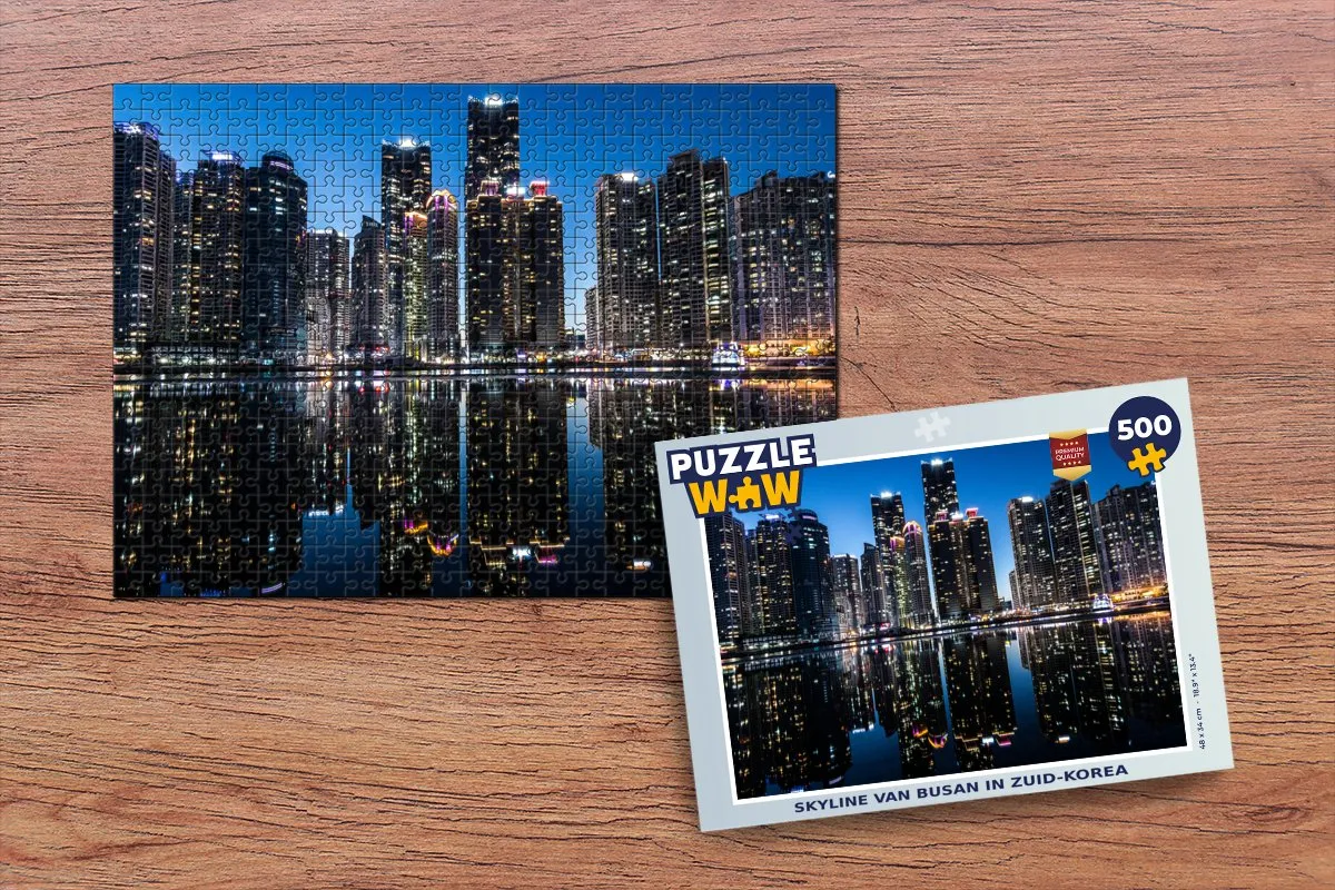 PuzzleWow Skyline Busan Legpuzzel 500 Stuks - Multicolor