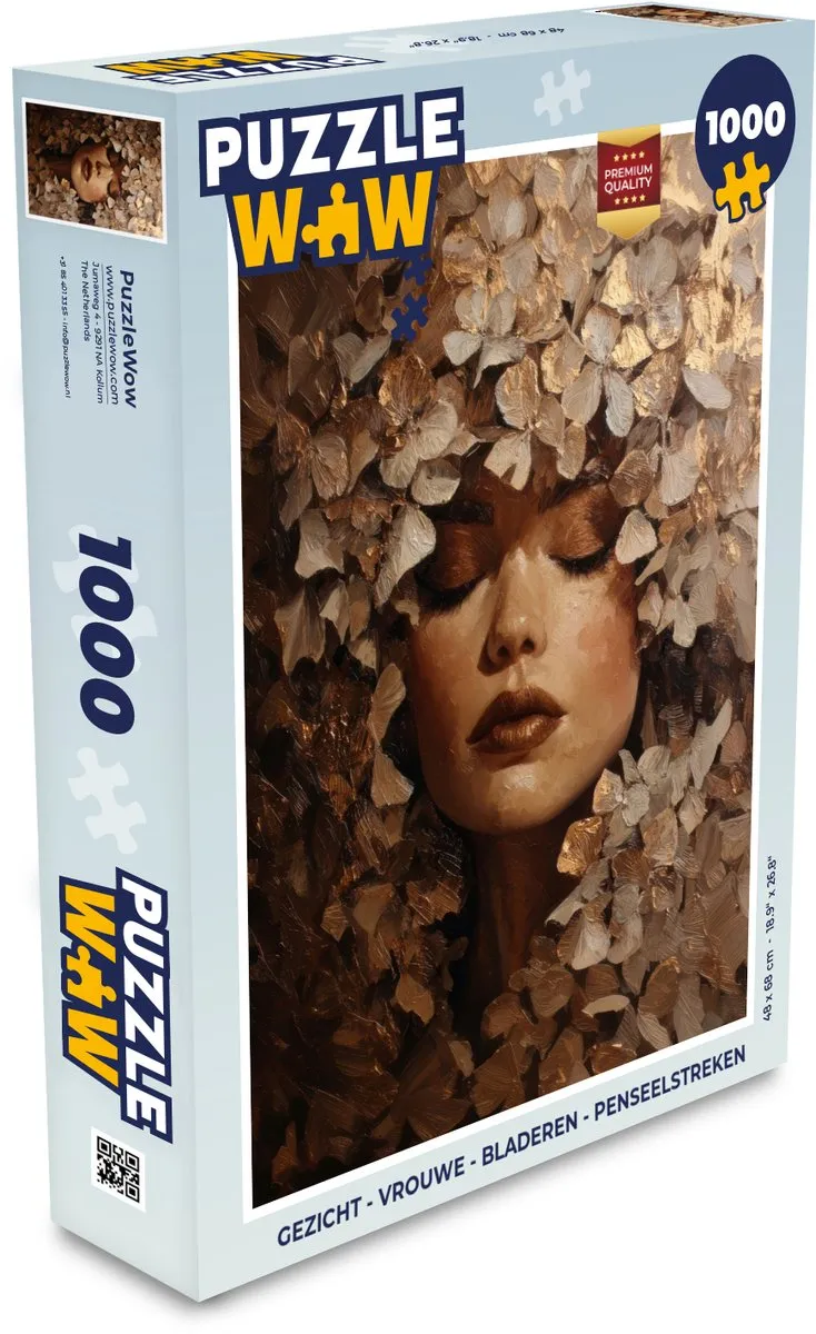 PuzzleWow Legpuzzel 1000 Stuks - Gezicht met Bladeren