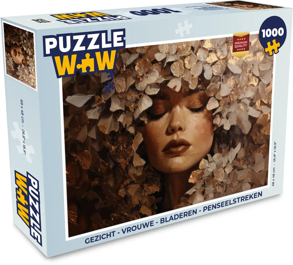 PuzzleWow Legpuzzel 1000 Stuks - Gezicht met Bladeren