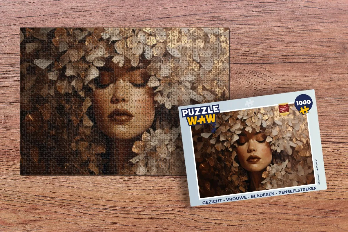 PuzzleWow Legpuzzel 1000 Stuks - Gezicht met Bladeren