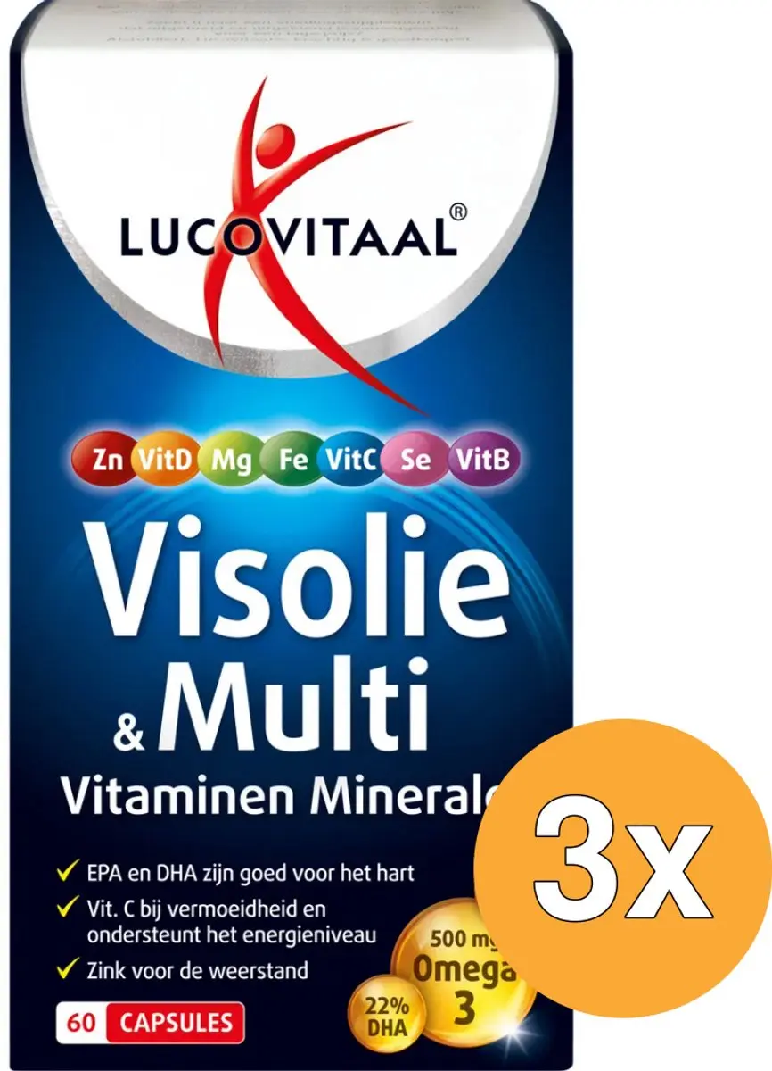 3x Lucovitaal Visolie & Multi Vitaminen Mineralen (60 capsules)