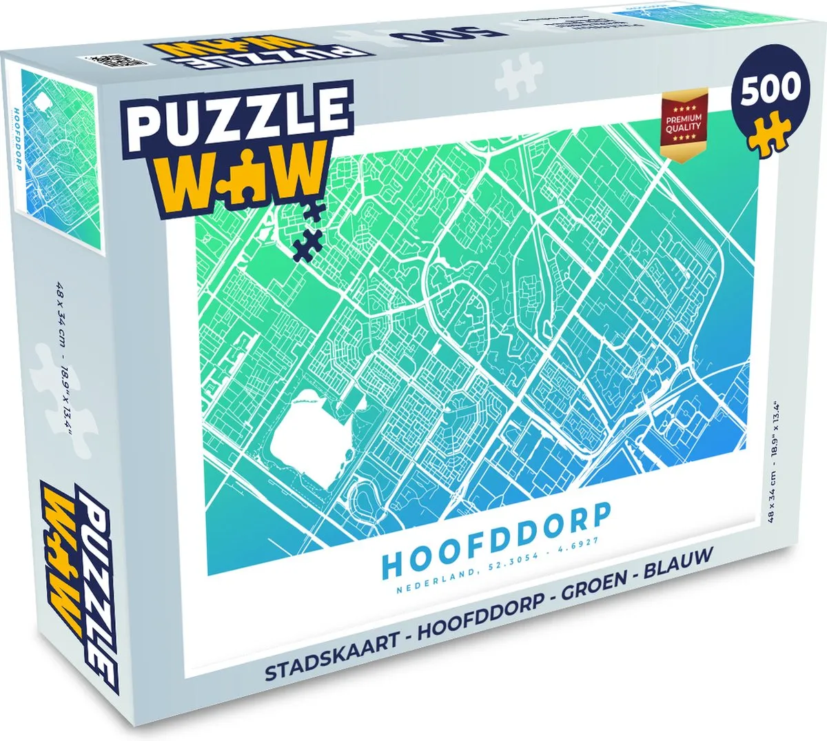 PuzzleWow Stadskaart Hoofddorp Legpuzzel 500 Stuks