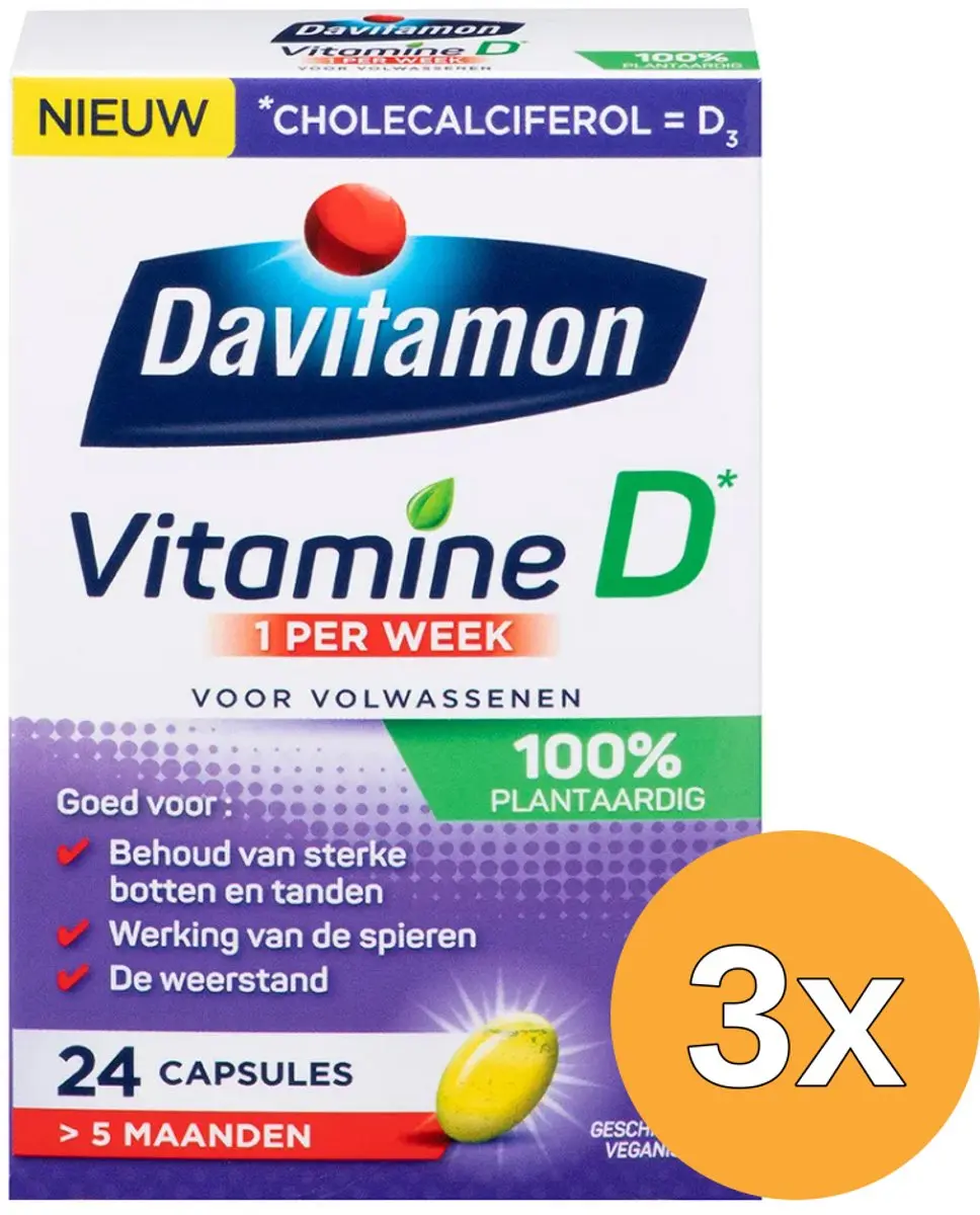 3x Davitamon Vitamine D3 Vegan (24 capsules)