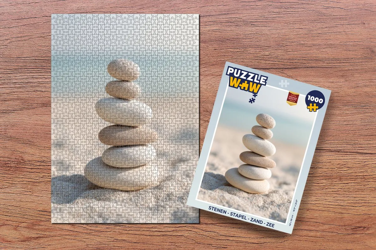 PuzzleWow Legpuzzel 1000 Stukken - Stenen Stapel Zand