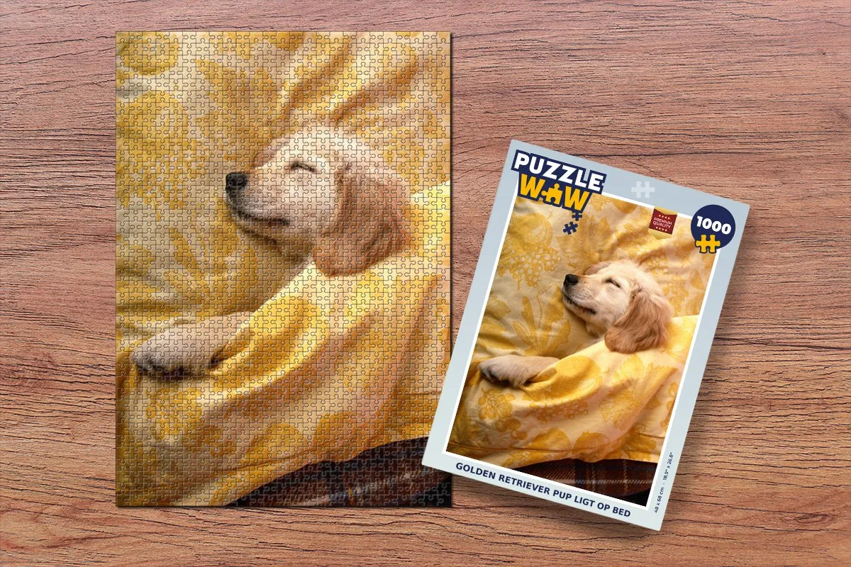 PuzzleWow Golden Retriever Pup Legpuzzel 1000 Stuks - Multicolor