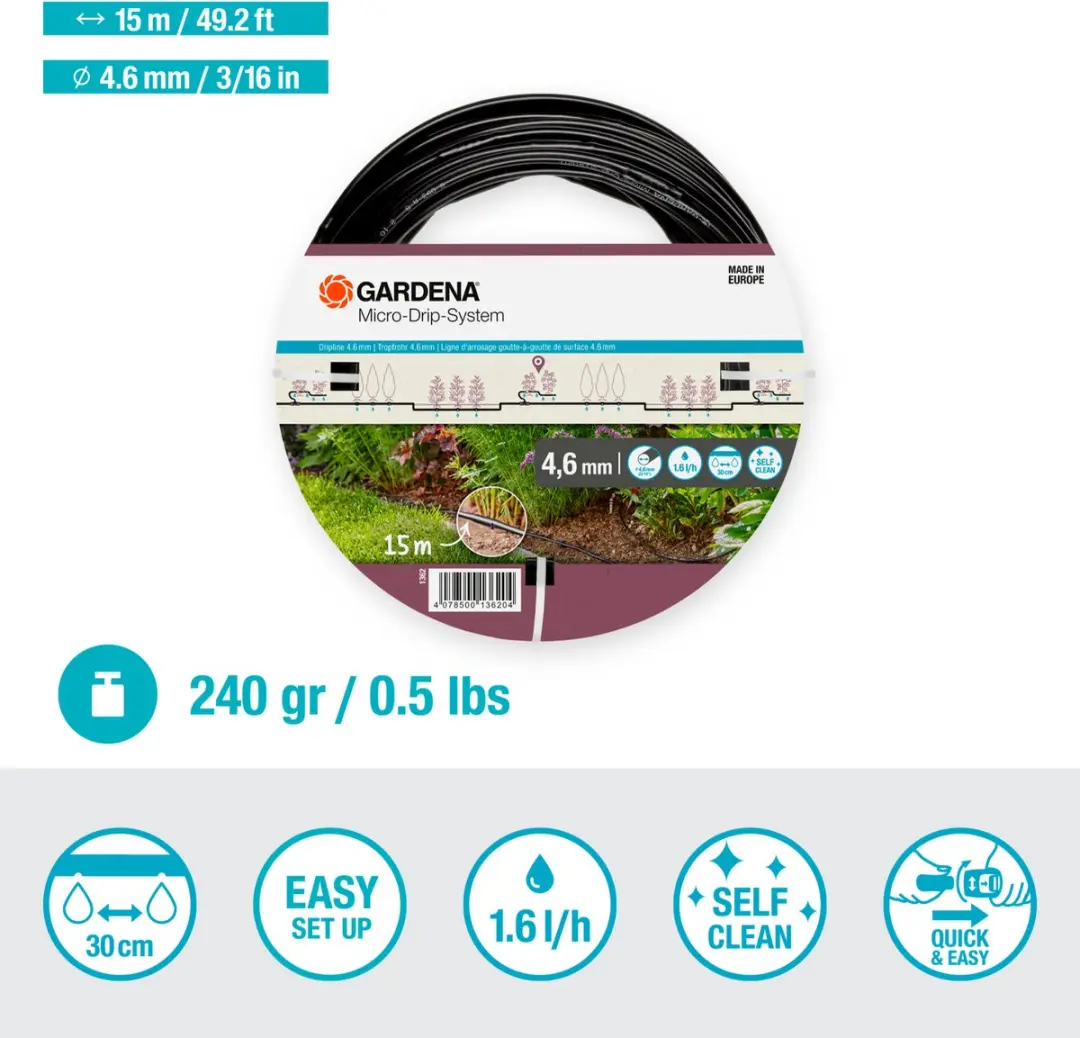 Gardena Micro-Drip-Systeem Druppelbuis 15m - 20 Planten - afbeelding 2 van 6