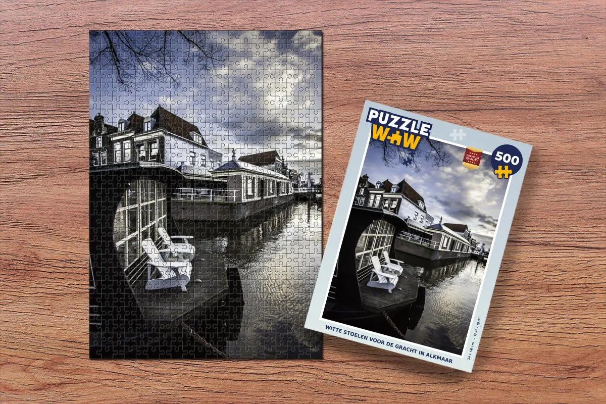 PuzzleWow Alkmaar Boot Gracht Legpuzzel 500 Stuks - Multicolor