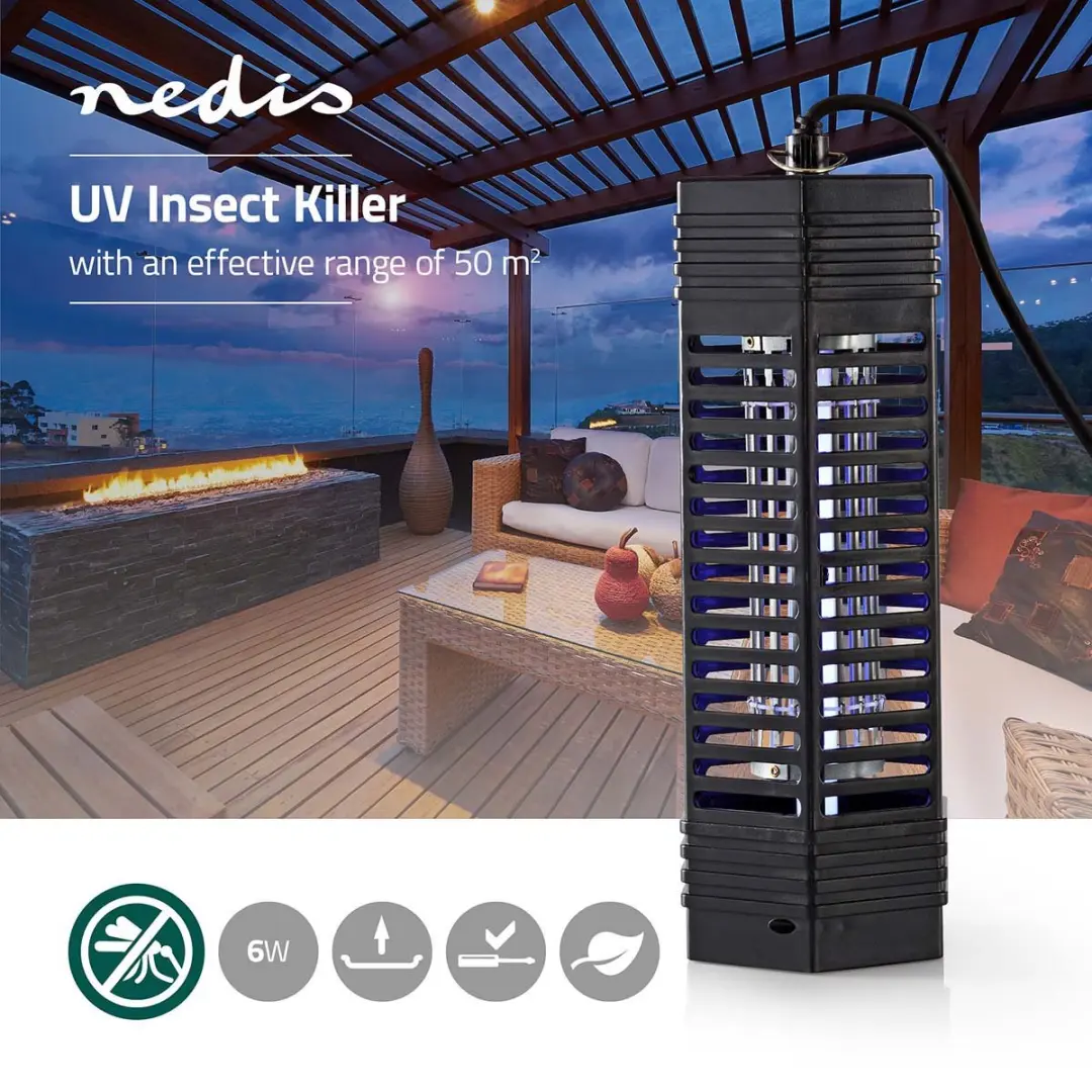 Nedis Elektrische Muggenlamp 6W - Zwart