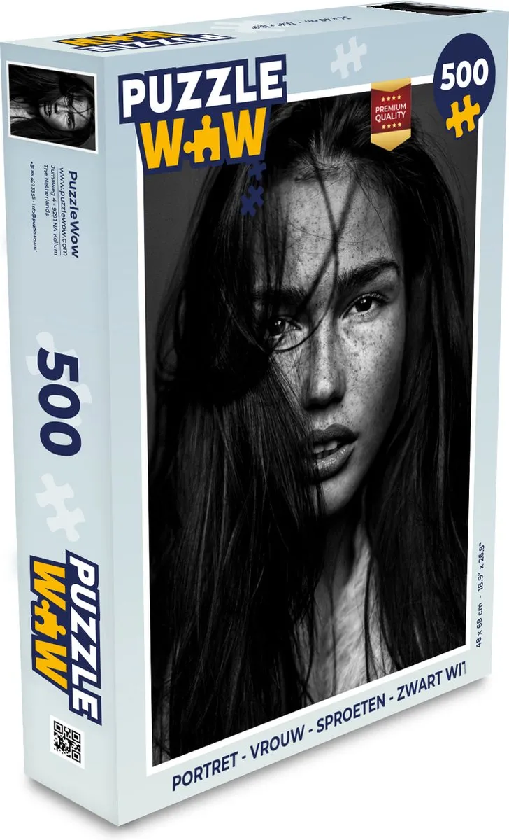 PuzzleWow Portret Vrouw Sproeten - 500 Stuks - Multicolor