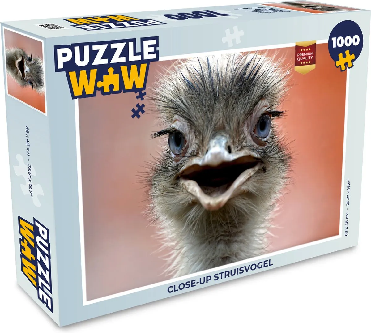 PuzzleWow Close-up Struisvogel Legpuzzel 1000 Stuks - Multicolor
