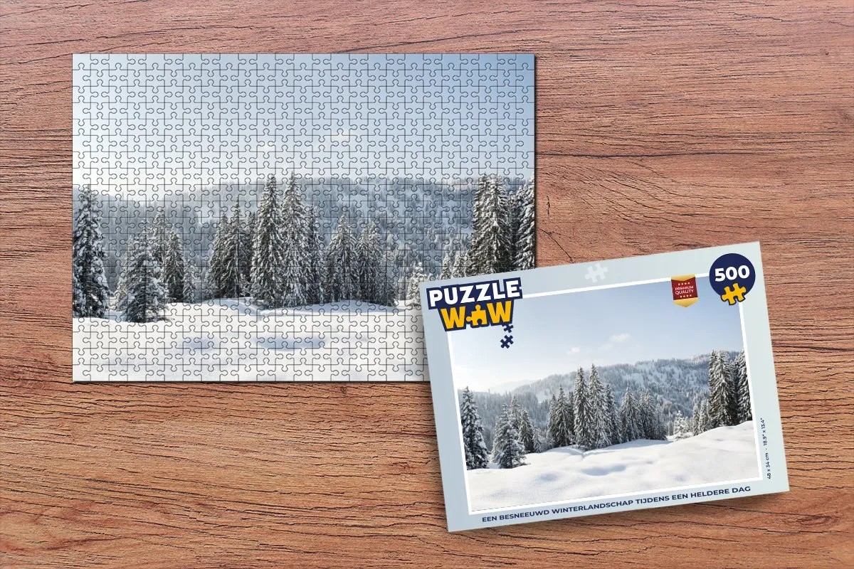 PuzzleWow Legpuzzel 500 Stuks - Besneeuwd Winterlandschap - Multicolor