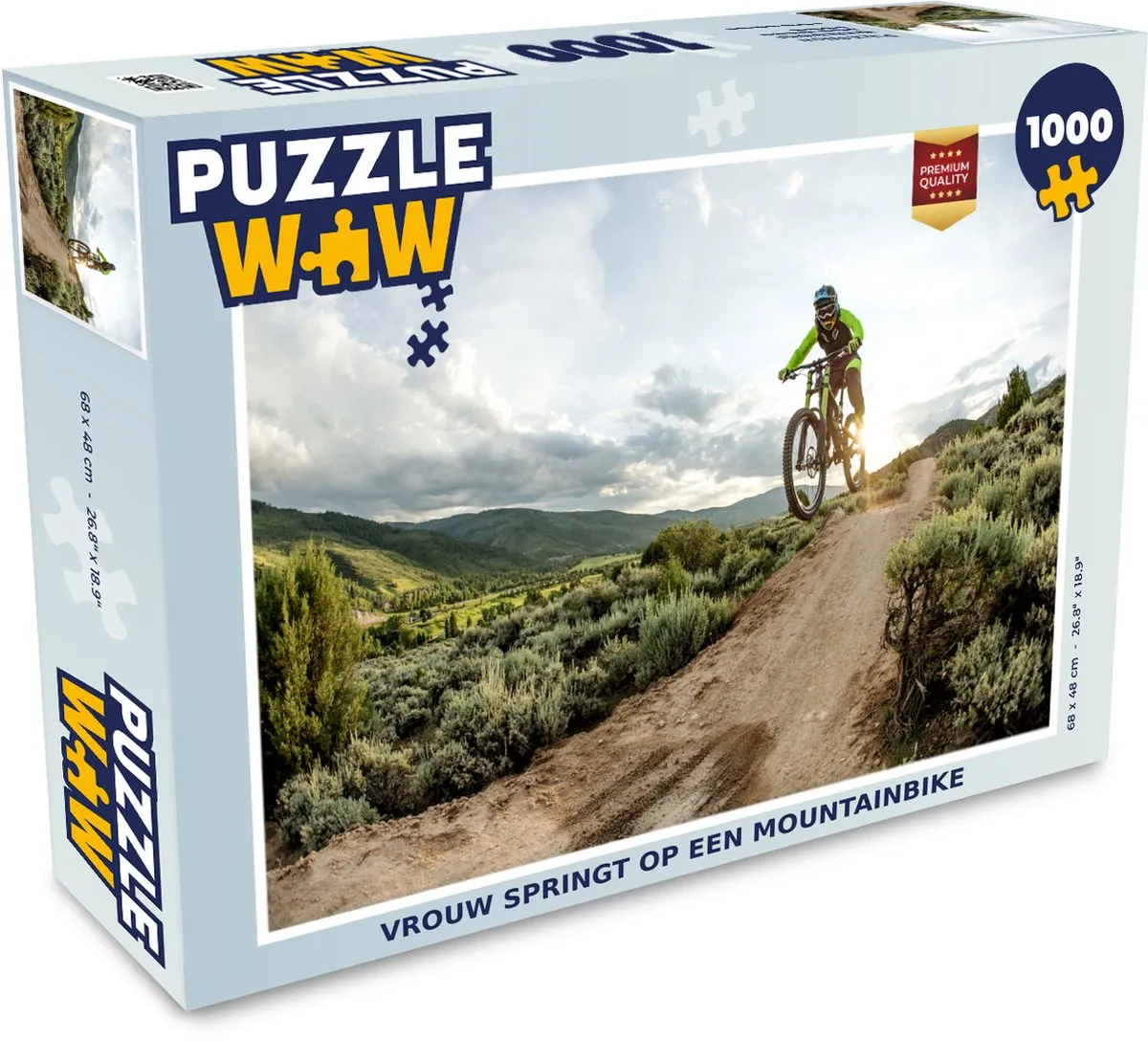 PuzzleWow Legpuzzel Vrouw op Mountainbike 1000 Stuks