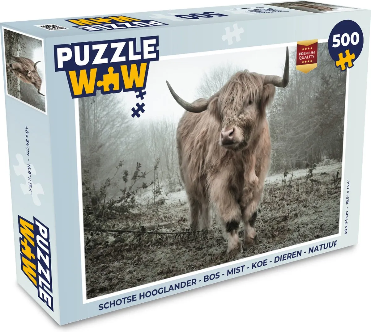 PuzzleWow Schotse Hooglander Legpuzzel 500 Stuks - Multicolor