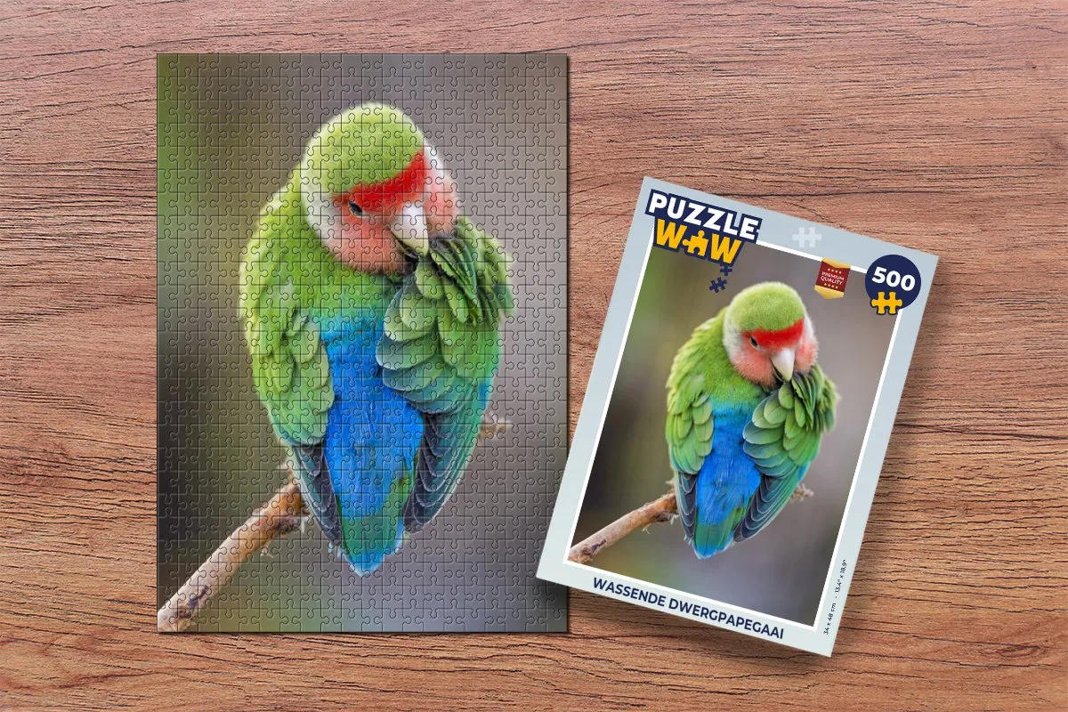 PuzzleWow Wassende Dwergpapegaai Legpuzzel 500 Stuks - Multicolor