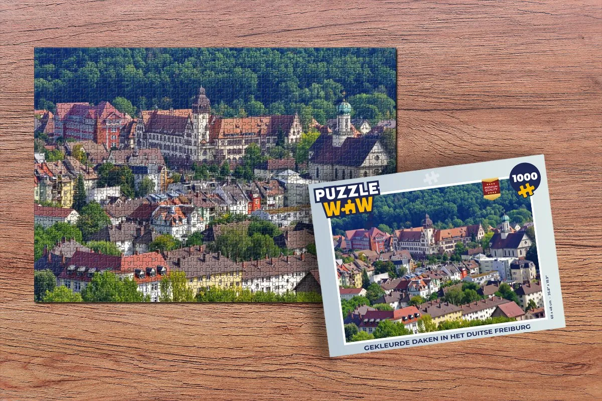 PuzzleWow Legpuzzel Freiburg Daken 1000 Stuks - Multicolor