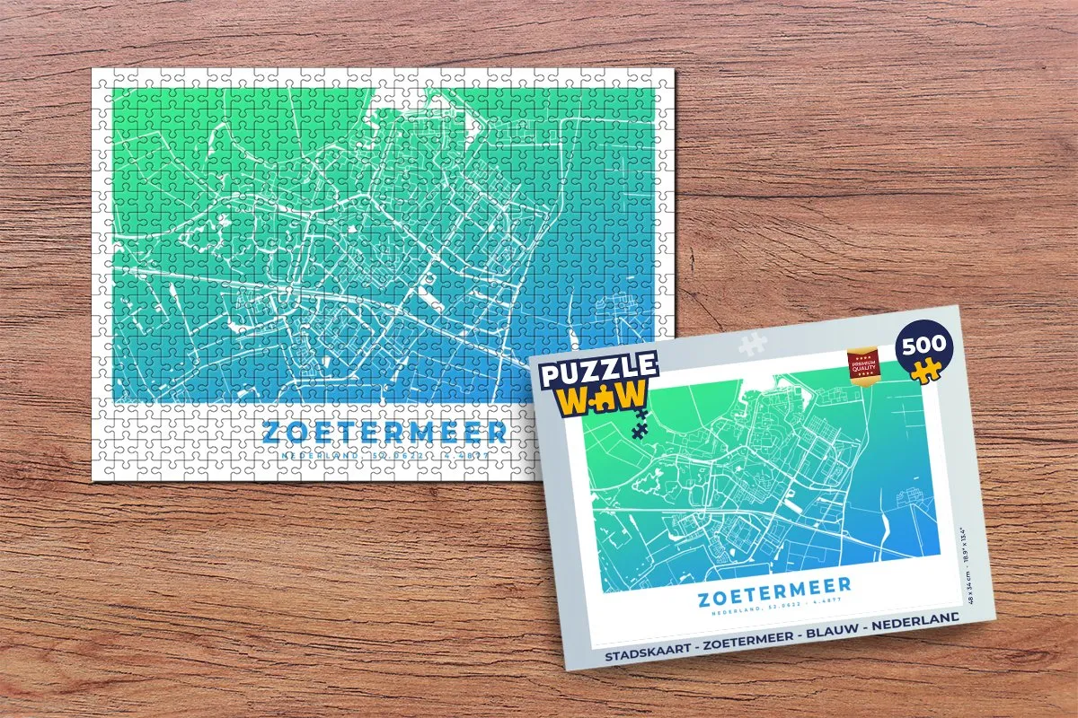PuzzleWow Stadskaart Zoetermeer Legpuzzel 500 Stuks - Multicolor