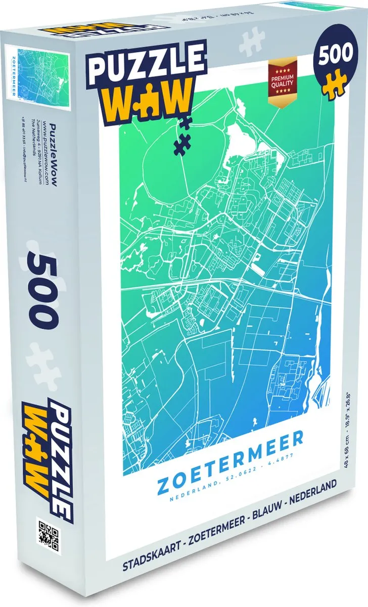 PuzzleWow Stadskaart Zoetermeer Legpuzzel 500 Stuks - Multicolor