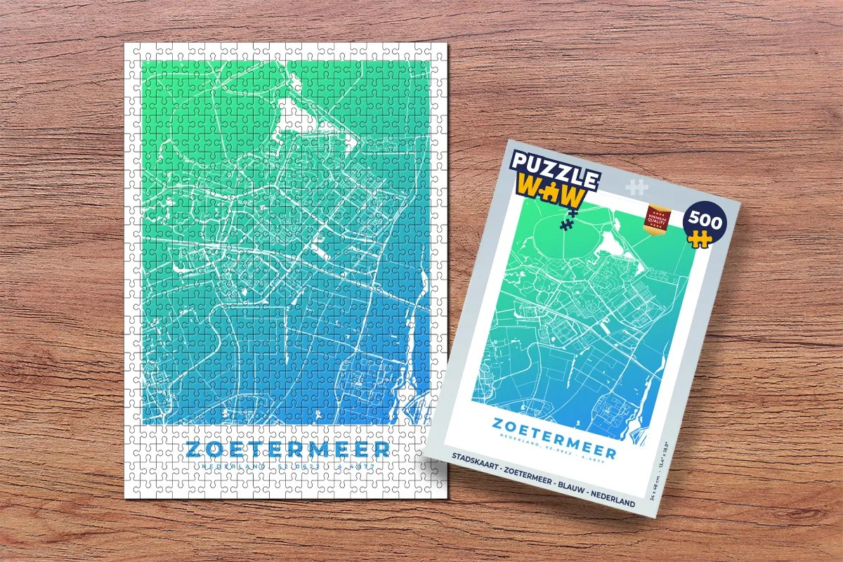 PuzzleWow Stadskaart Zoetermeer Legpuzzel 500 Stuks - Multicolor
