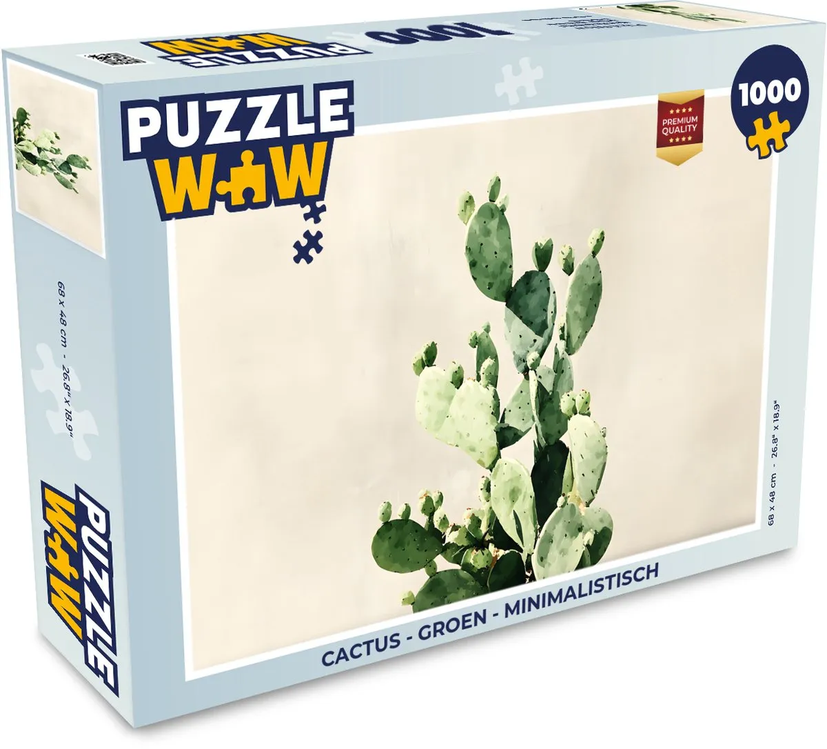 PuzzleWow Minimalistisch Legpuzzel 1000 Stuks - Cactus Groen
