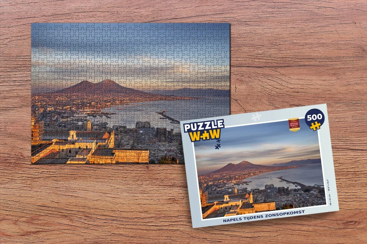 PuzzleWow Napoli Zonsopgang Legpuzzel 500 Stuks - Multicolor