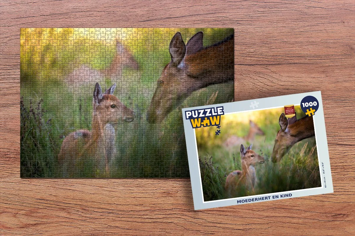 PuzzleWow Herten Gras Bos Legpuzzel 1000 Stuks - Multicolor