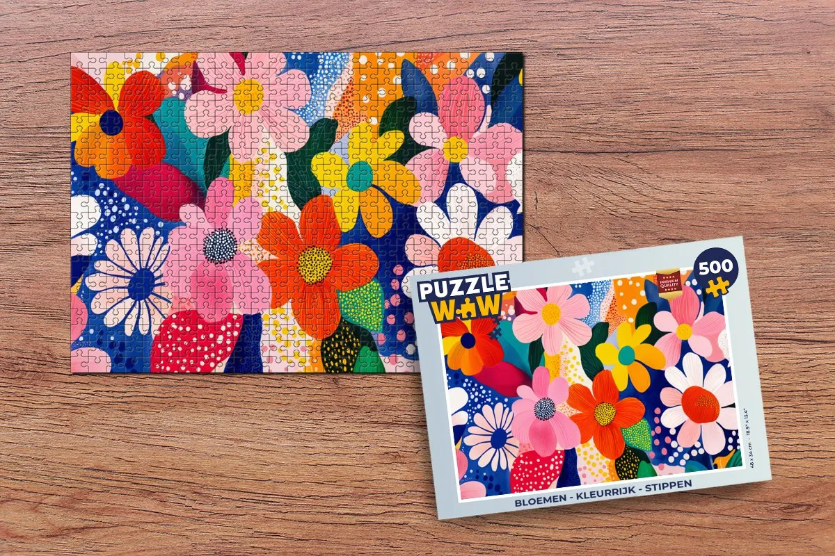 PuzzleWow Bloemen Legpuzzel 500 Stuks - Stippen Modern