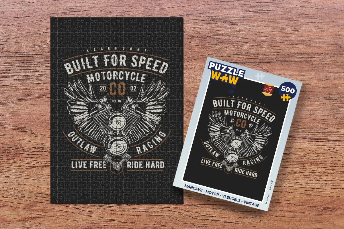PuzzleWow Mancave Motor Vleugels Legpuzzel 500 Stuks - Multicolor