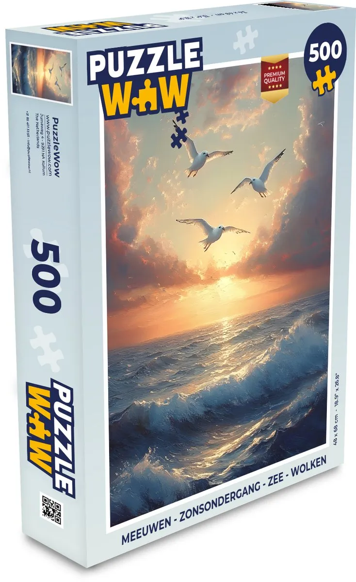 PuzzleWow Legpuzzel Meeuwen Zonsondergang 500 Stuks