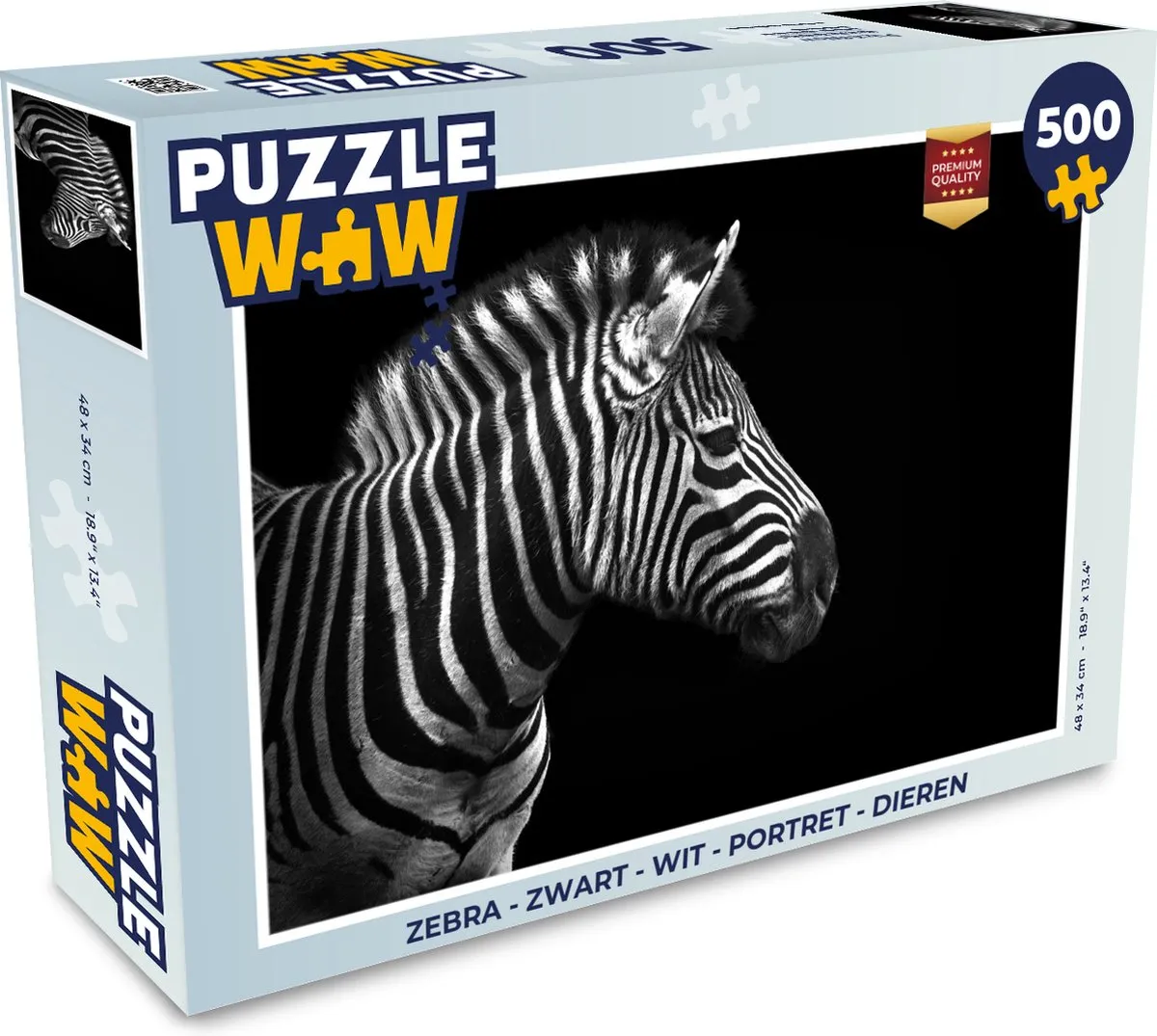 PuzzleWow Zebra Legpuzzel 500 Stuks - Multicolor