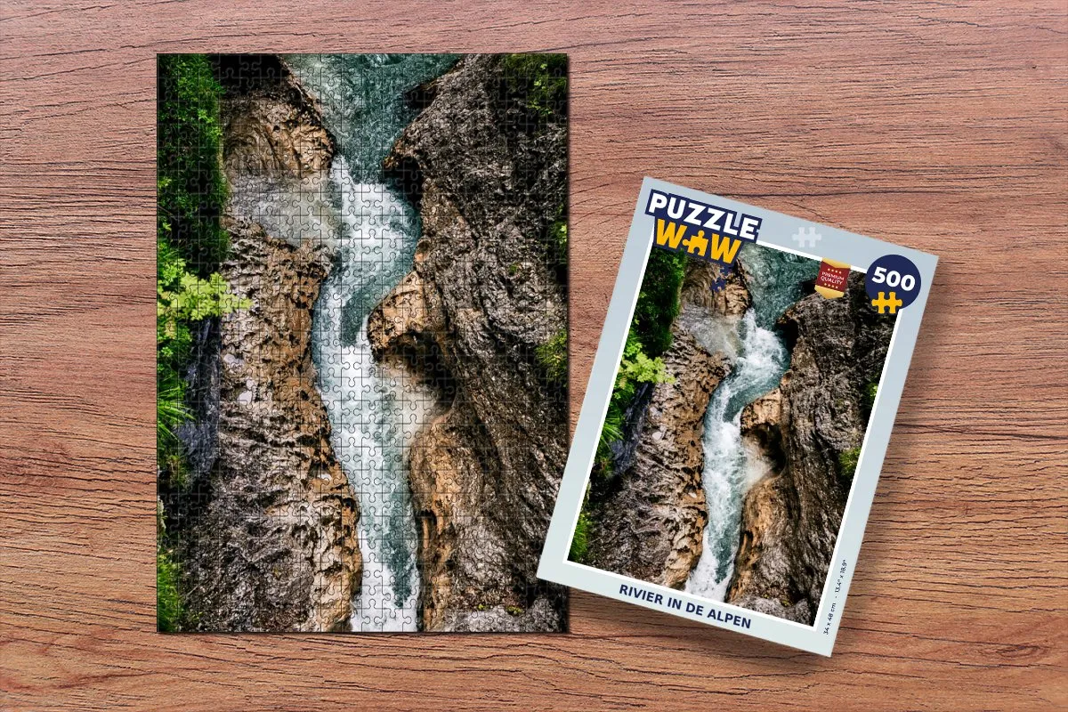 PuzzleWow Alpen Rivier Rots Legpuzzel 500 Stuks - Multicolor
