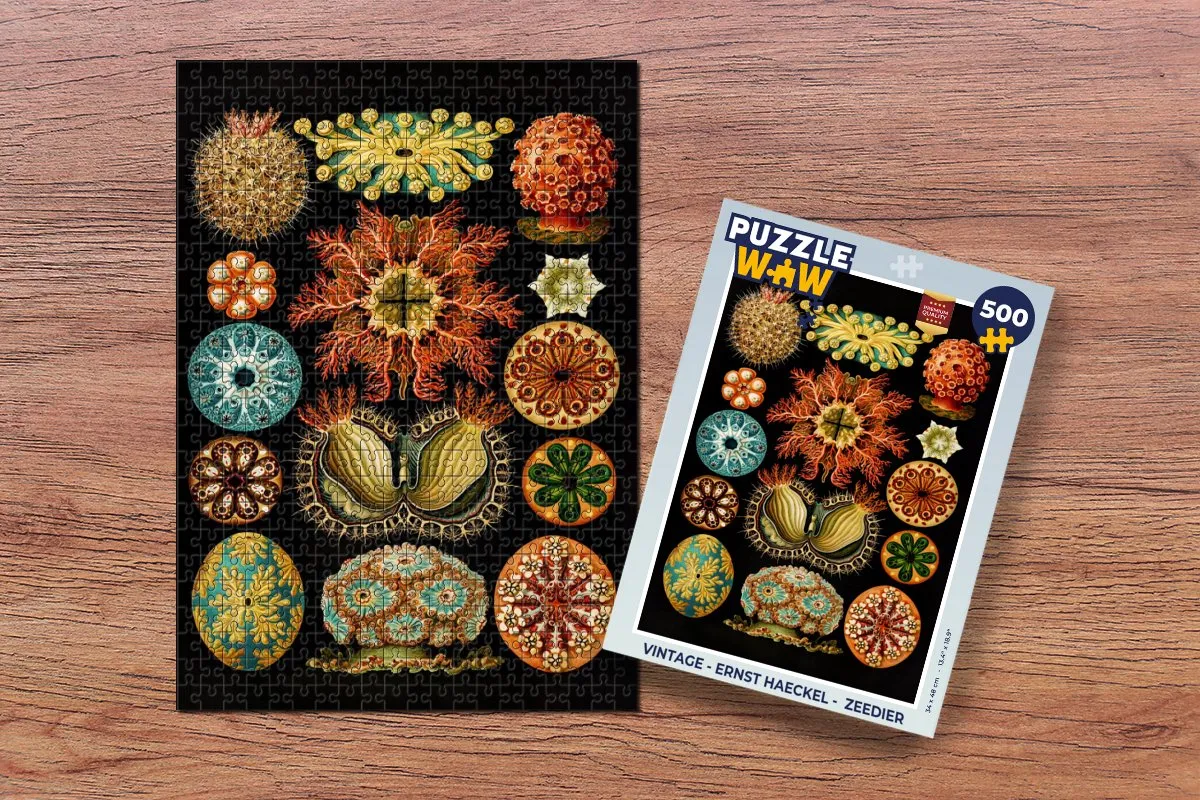 PuzzleWow Vintage Zeedieren Legpuzzel 500 Stuks - Ernst Haeckel - Multicolor
