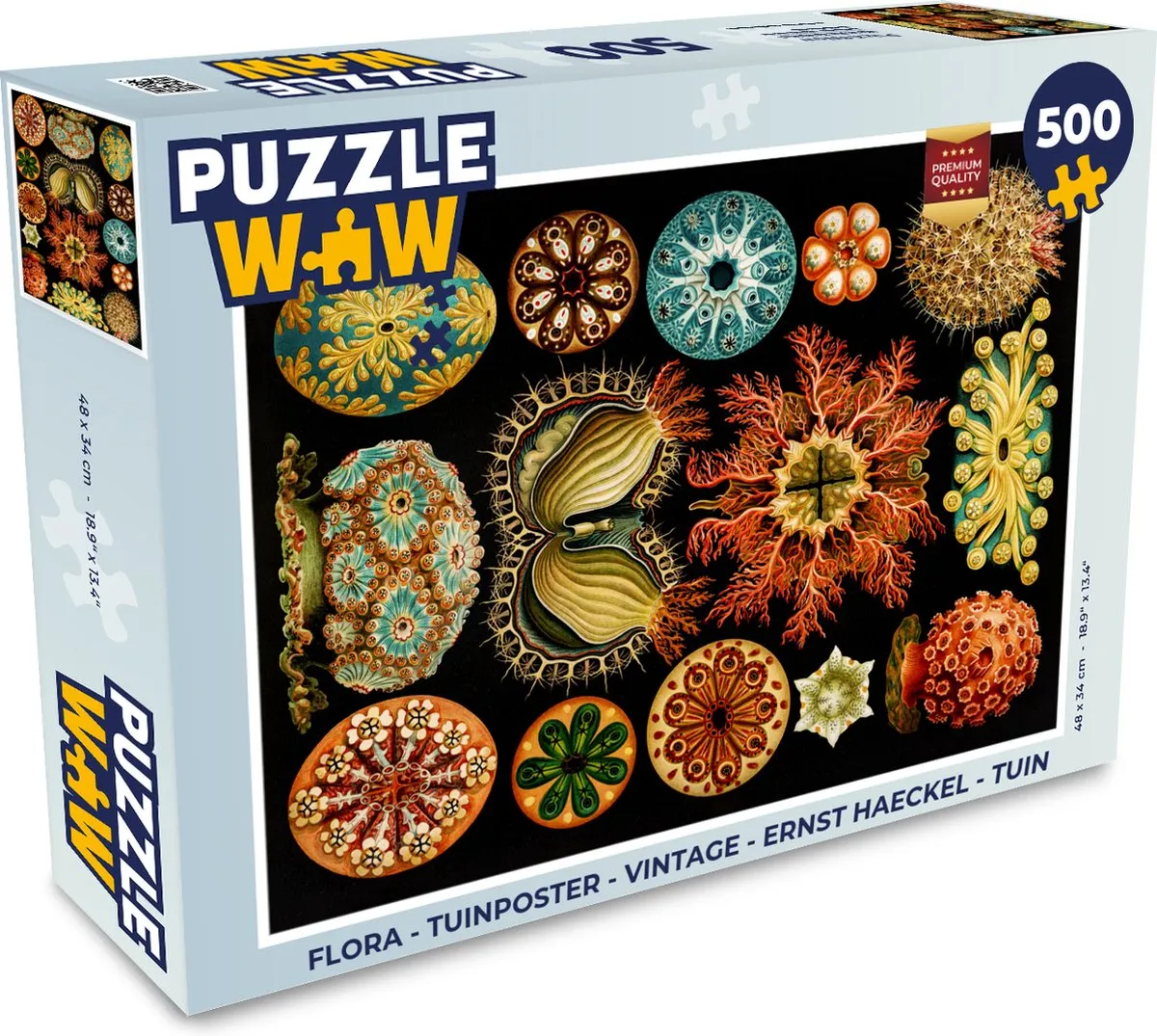 PuzzleWow Vintage Zeedieren Legpuzzel 500 Stuks - Ernst Haeckel - Multicolor