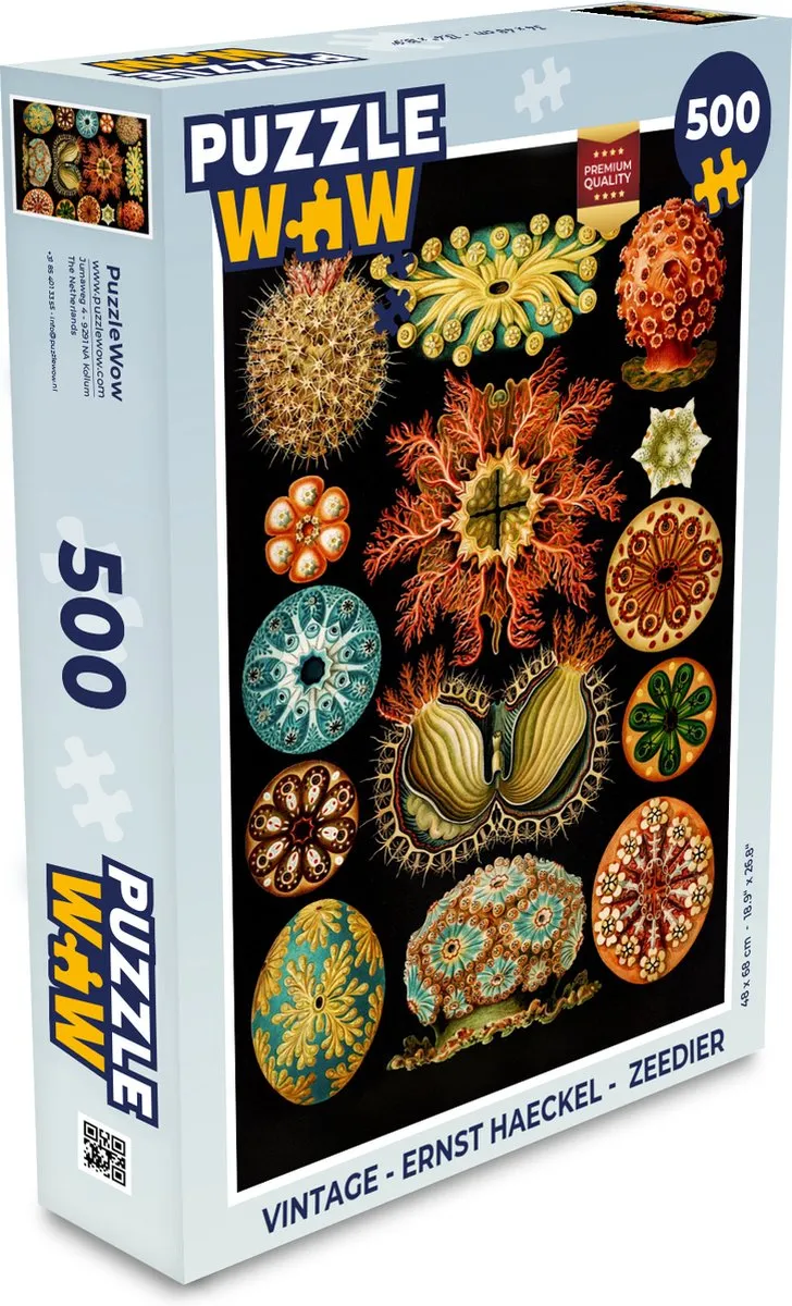 PuzzleWow Vintage Zeedieren Legpuzzel 500 Stuks - Ernst Haeckel - Multicolor