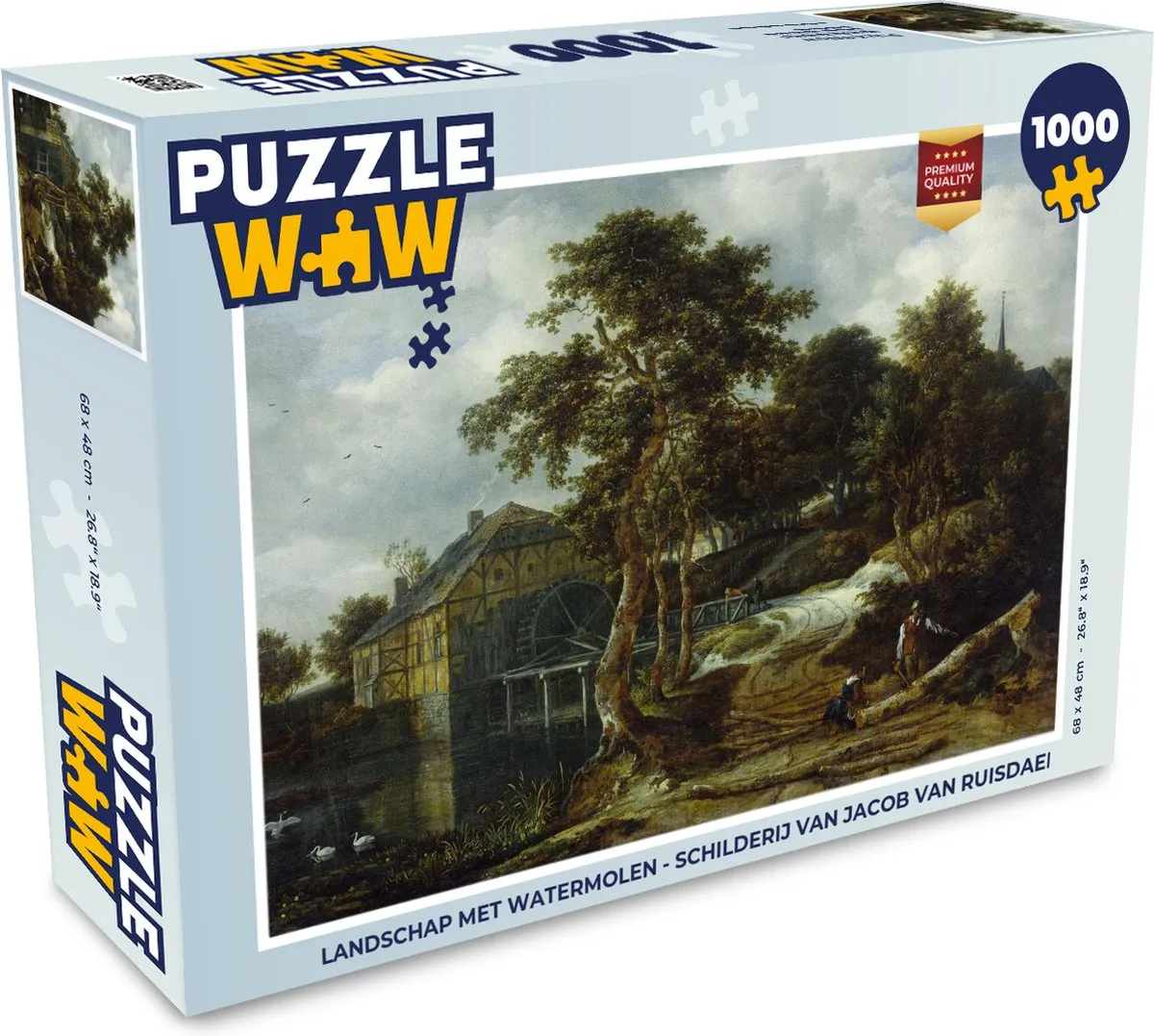 PuzzleWow Landschap met Watermolen Legpuzzel 1000 Stuks - Multicolor