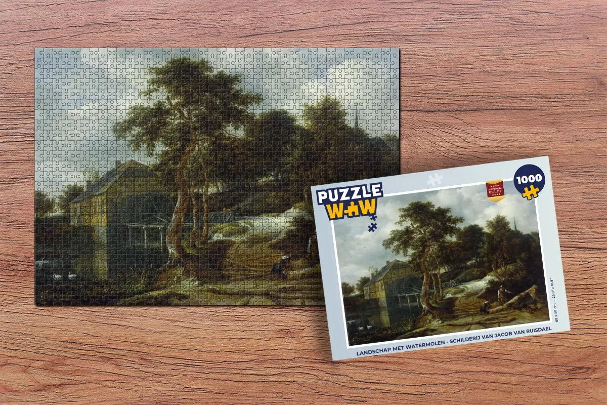 PuzzleWow Landschap met Watermolen Legpuzzel 1000 Stuks - Multicolor