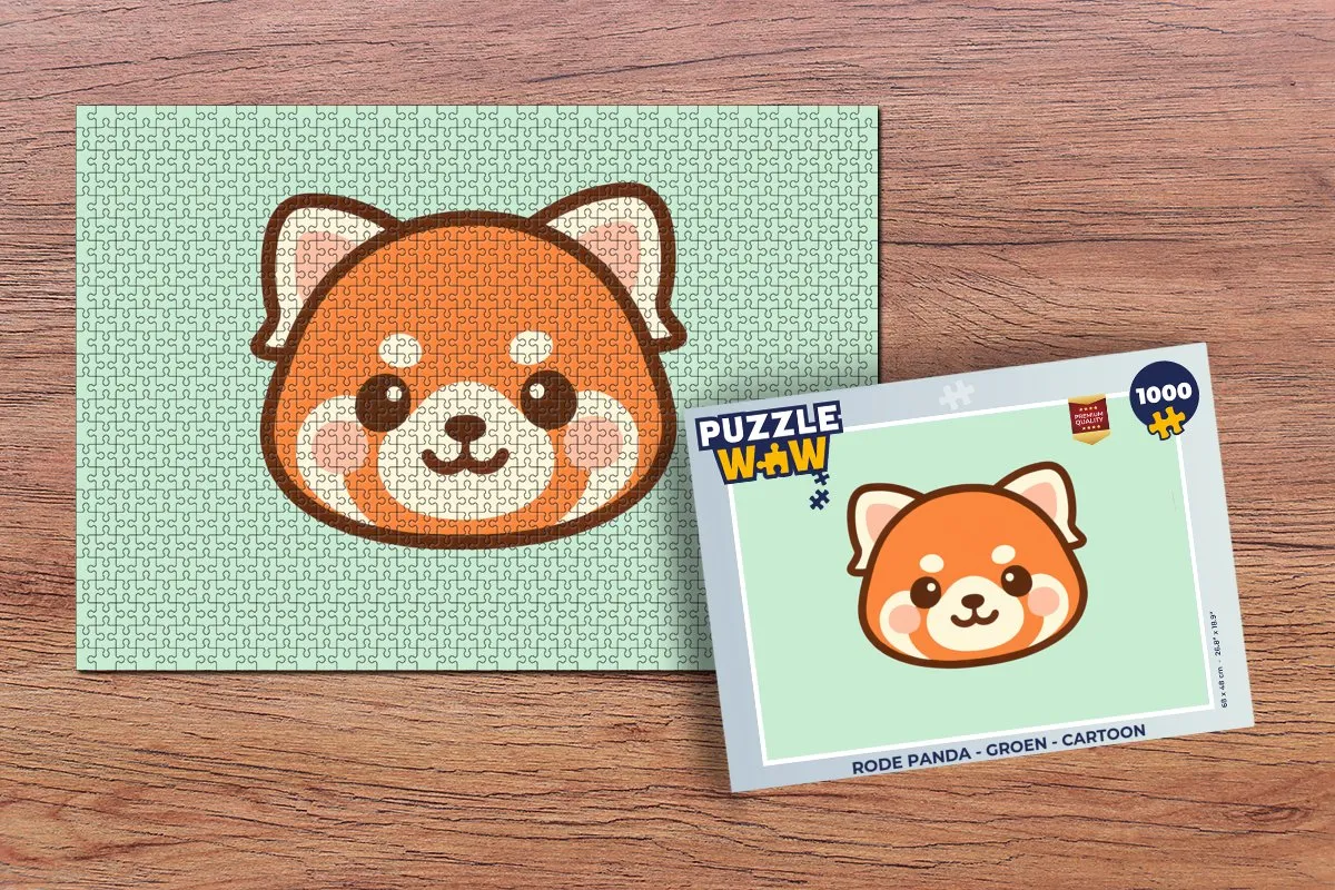PuzzleWow Rode Panda Legpuzzel 1000 Stuks - Groen