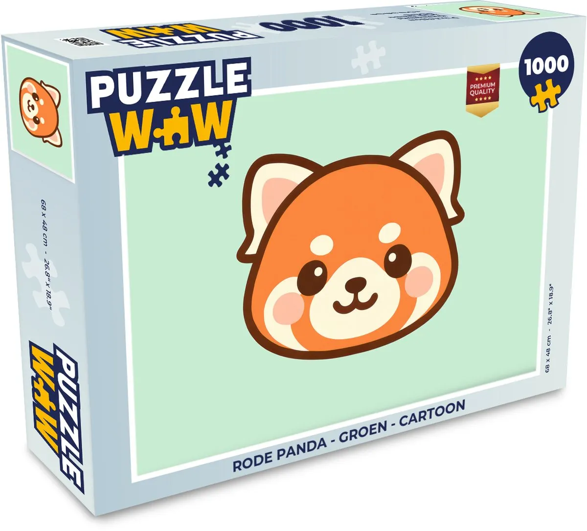 PuzzleWow Rode Panda Legpuzzel 1000 Stuks - Groen