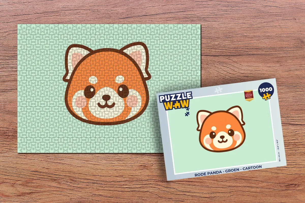 PuzzleWow Rode Panda Legpuzzel 1000 Stuks - Groen