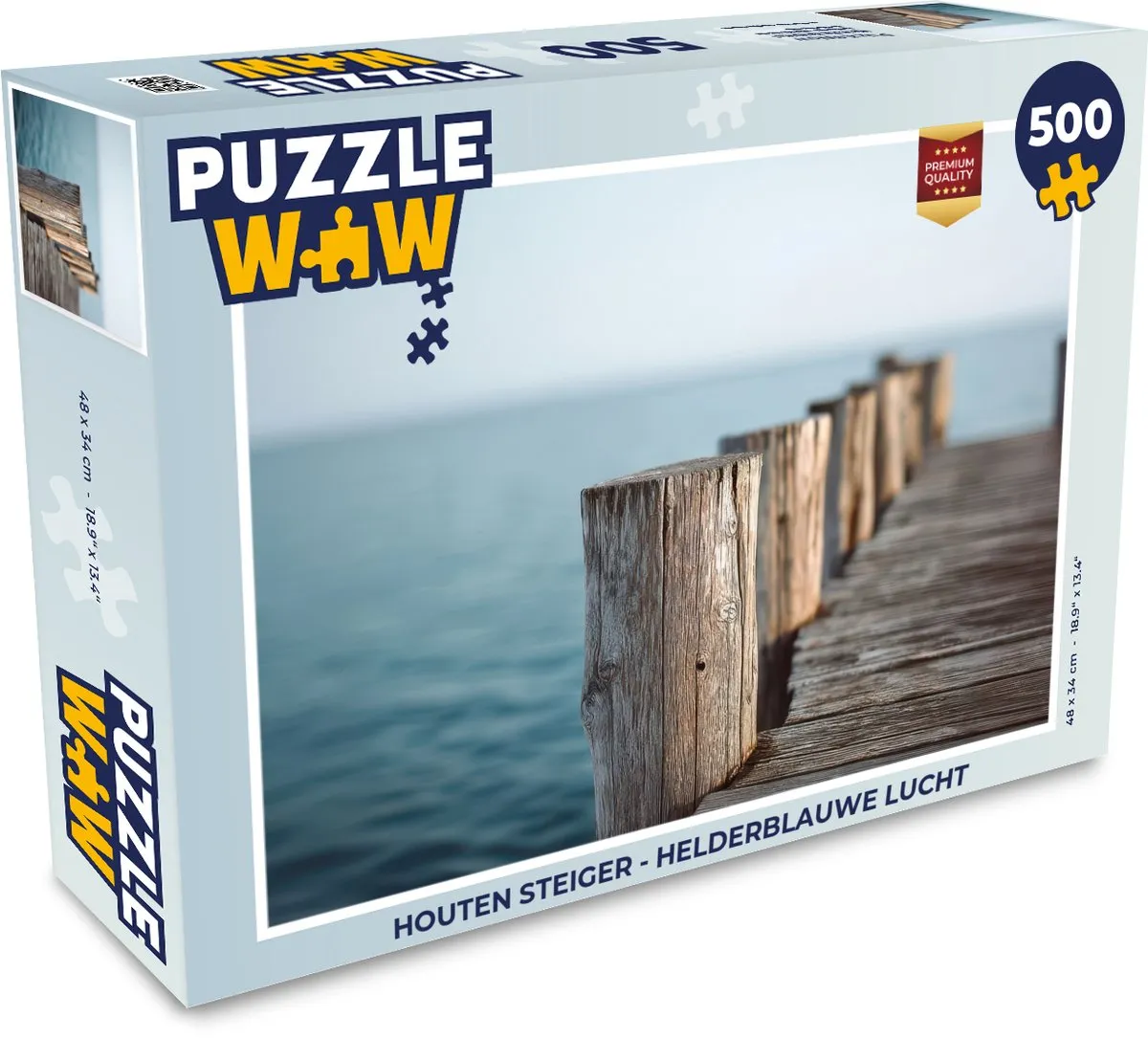 PuzzleWow Houten Steiger Puzzle 500 Stuks - Helderblauwe lucht
