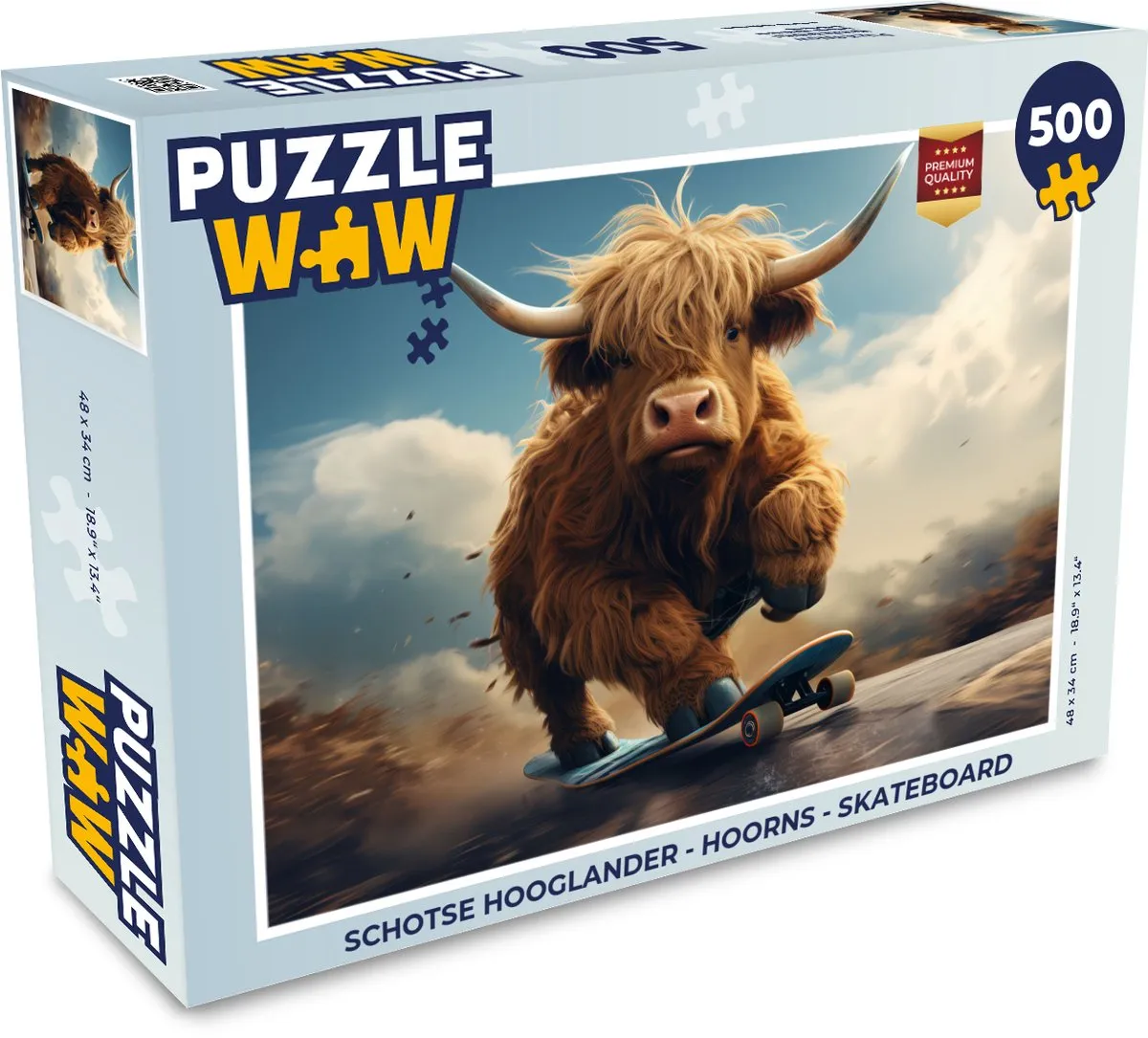 PuzzleWow Schotse Hooglander Hoorns Skateboard - 1000 Stuks