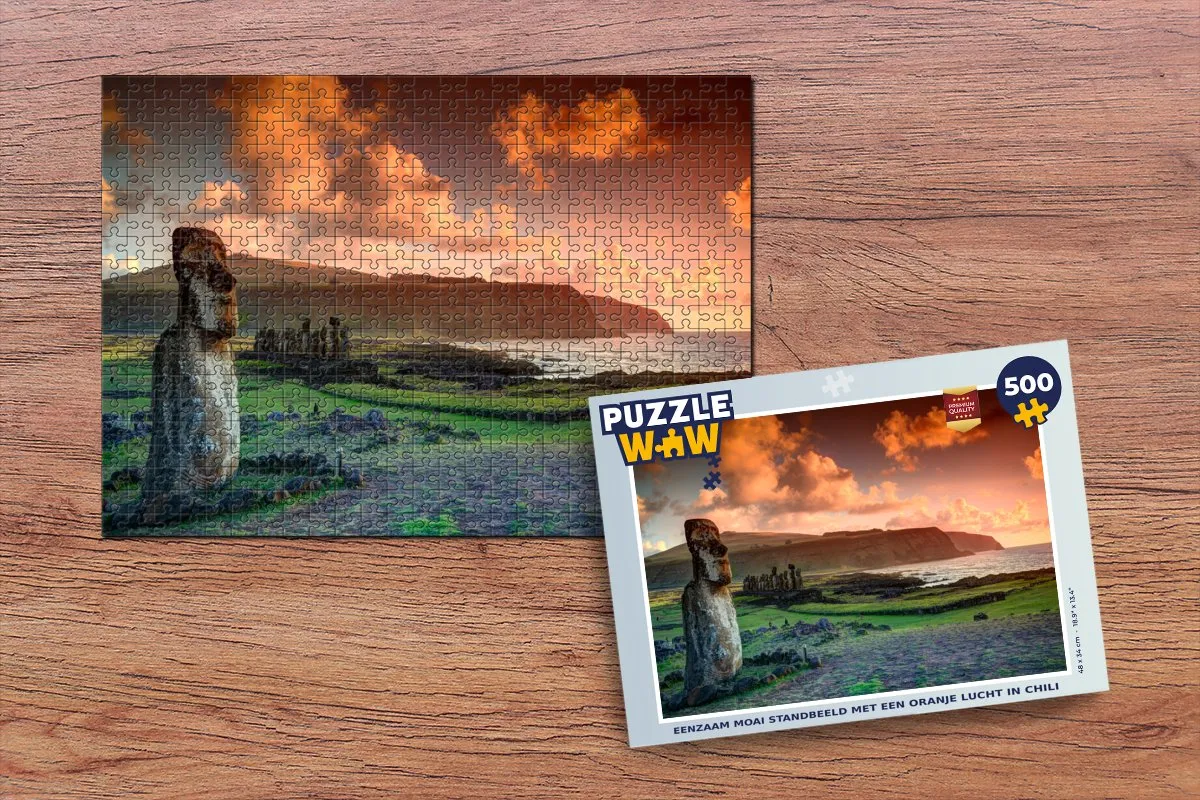 PuzzleWow Legpuzzel Moai Chili 500 Stuks - Multicolor