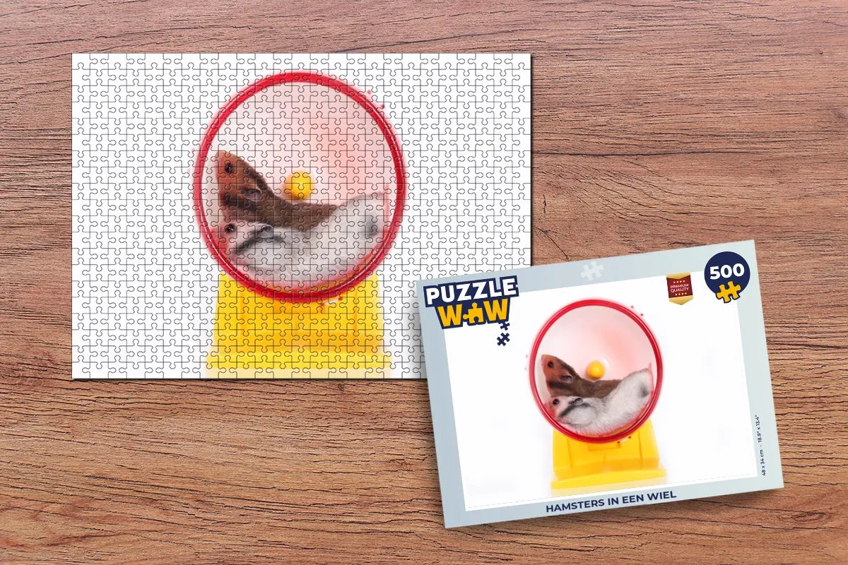 PuzzleWow Hamsters in een Wiel Legpuzzel 500 Stuks - Multicolor
