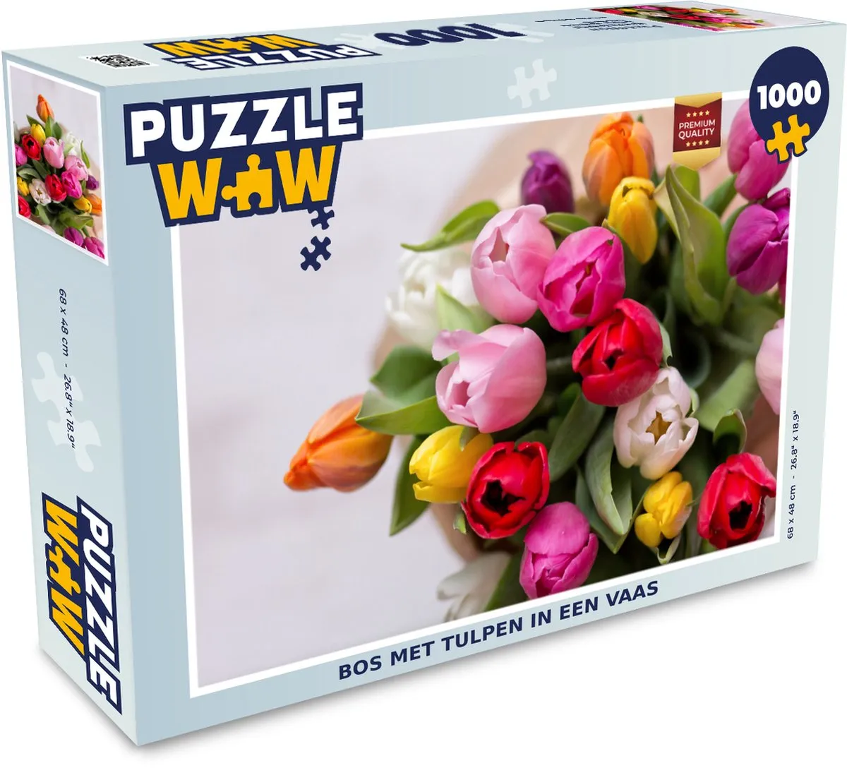PuzzleWow Legpuzzel Bos met tulpen in een vaas 1000 Stuks