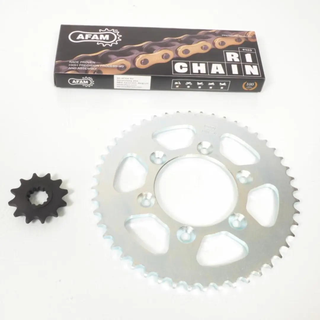 Kit chaîne Afam pour moto Rieju 50 RR SM SPIKE 12x48 pas 420 / 08001608 Neuf