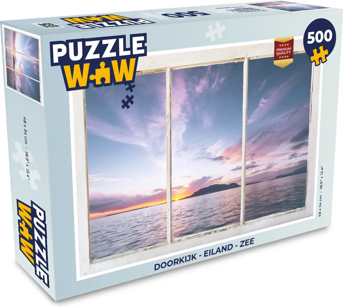 PuzzleWow Doorkijk Eiland Zee Legpuzzel 500 Stuks - Multicolor