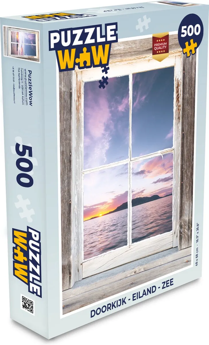 PuzzleWow Doorkijk Eiland Zee Legpuzzel 500 Stuks - Multicolor